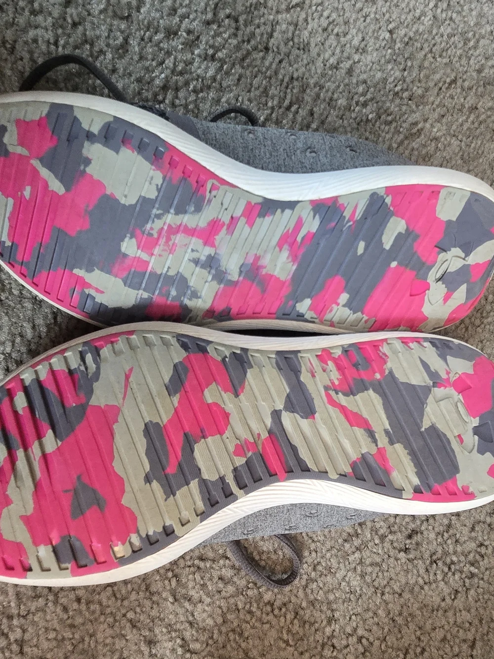 Under Armour Gray Knit Sneakers with Pink Accents